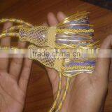 Gold and Purple French Spanish Metal Bullion Wire Tassels Borlas With Long Rope Cord thumbnail-2