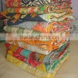 Throw Kantha Quilt Handmade Reversible Quilt Vintage Gudari Ralli Hand Stitched Kanth Recycled Sari Blanket thumbnail-2