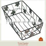 Bronze Leaf Design Metal Iron Towel Basket thumbnail-1