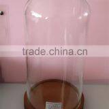 HEAT-RESISTANT GLASS CLOCK DOME WITH WOOD BASE thumbnail-1