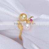 Korean simple double natural pearl rings for women