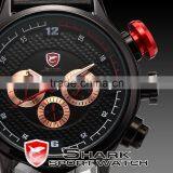 Shark 6 Hands Leather Band Steel Case Mens Quartz Army Luxury Analog Sport Wacth thumbnail-1
