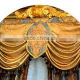 European Luxury Gold and Blue Embroidery Chenille Cloth Blackout Valance Curtain thumbnail-4