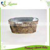 Binyang Cheap Bulk Garden Home Mini Oval Shaped Galvanized Metal Craft Hotel Bark Flower Pot thumbnail-1