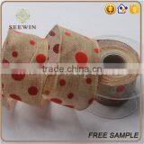 Cheap Wholesale Dot Polyester Linen Fabric for Gift Ribbon thumbnail-1
