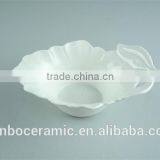 Fashion Small White Porcelain Leaf-shaped Dish thumbnail-2