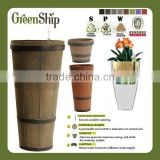 wooden barrel flower pot