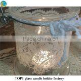 Glass Candle Holder With Metal Trim thumbnail-6
