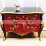 Classico European Style Ruby Red Solid Wood Carving Bombe Chest With Chinoiseries Landscape Handpainiting BF12-04244a thumbnail-2