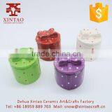 Red Ceramic Hand-paint Flowers Luxury Jewelry Box With Knots thumbnail-3