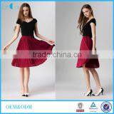 2017 Slim Elastic High Waist Skirt Skater Skirt Pleated Skirts LC8193-W thumbnail-1