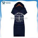 Custom Silk Screen Printing Logo Cotton French Terry Slim Fit Short Sleeve Sweat Hoodie Dress for Women thumbnail-1