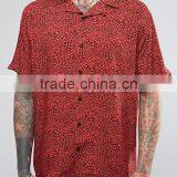 Custom New Design Leopard Print Short Sleeve Revere Collar Mens 100% Viscose Poplin Comfort Fit Casual Summer Shirts thumbnail-3