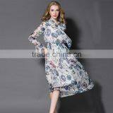 Maxnegio Elegant Maxi Long Sleeve Office Chiffon Pleated Maxi Dress thumbnail-2