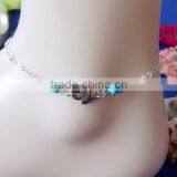 Retro Tree Leaf Anklet High End Turquoise Leaf Foot Jewelry New Design Leaf Anklet for 2016 Promotional Items thumbnail-1