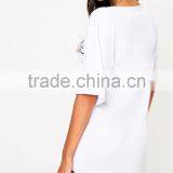 Custom Logo Design Women Nightie V Neck Rayon&Spandex Nightgown With Drop Sleeve Front Print T-Shirt Dress thumbnail-2