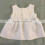 Handmade Boutique Design Baby Linen Clothes Girls Plain White Dress Children Party Wear Medium Dresses thumbnail-2