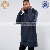 High Quality 280 Gsm Long Line With Hood Custom Men Hoodies 50% Cotton thumbnail-1
