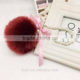 Women Fashion Cute Faux Fur Ball Faux Pearl Keychain Handbag Key Ring Car Key Chain Fmq-16 thumbnail-4