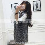 2016 New Arrival Genuine Natural Twill Furs Gilet Real Silver Fox Fur Jacket Vest Women Furs Outerwear Waistcoat thumbnail-2