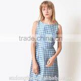 Women Summer Blue Gingham Dress Vintage Sleeveless Dress For Girls thumbnail-2