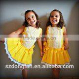 2016 Girls Boutique Dress Children Yellow Lace Dress Baby Pretty Princess thumbnail-1