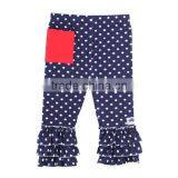 Wholesale Boutique Girls Triple Ruffle Pants Girls Polka Dot Leggings With Pocket thumbnail-1