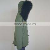 Myfur Black Sheep Fur Lining Mongolian Lamb Fur Hood Green Parka Jackets thumbnail-4