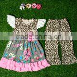 2016 Summer Girls Clothes Green Stripe Kids Top Suits T Shirt + Capri Pants 2 PCS Boutique Short Baby Girls Clothing Sets thumbnail-6