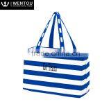 Personalized Striped Monogram Large Zipper Tote Bag thumbnail-1