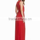 Sexy Deep V Neck Knot Front Evening Gown Ladies Long Evening Party Wear Gown thumbnail-3