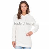 Designs Ladies White Cotton Tight Fitted Long Line Hoodies Cheap Price