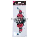 Paper Removable Waterproof Temporary Sternum Tattoo Sticker Body Art Red Rose Flower Pattern Skeleton Skull Temporary Tattoo thumbnail-1