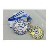 2D or 3D Gold Plating Iron / Brass / Zinc Alloy Rishoj Iron Stamped Ribbon Medals With Soft Enamel thumbnail-1