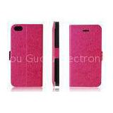 PU / TPU Red iPhone 5s Cell Phone Cases , iPhone 5s Brushed Leather Phone Case
