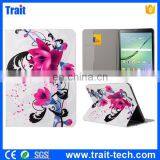Beautiful Lotus Pattern Card Slots Flip Stand TPU+ PU Leather Case for Samsung Galaxy Tab S2 8.0 T710