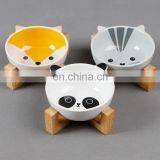 Wholesale Japan Style Printed White Custom Marble Ceramic Cat Pet Dog Bowl thumbnail-2