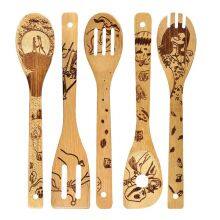 Christmas Gift Kitchen Cooking Bamboo Utensil Set Engraved/bambu Spatula Set Burn thumbnail-3