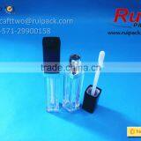 Clear Square Lip Gloss Tube With Matte Black Brush Cap, Transparent Square Lip Cream Case thumbnail-4