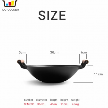 Chinese Factory Frying Wok Pan Pre-seasoned Cast Iron Round Woks Professional Cast Iron Wok 36 cm thumbnail-4