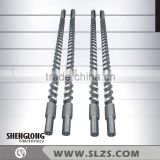 Screw and barrel for extruders