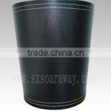 2014 Round Shape pu Faux Leather Waste Bin Factory in China Hot Sale In America Waste Bins For Home And Hotel thumbnail-3