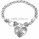 Genuine Austrian Clear Crystal Registered Nurse "ETM" Charm Chain Link Bracelet thumbnail-2