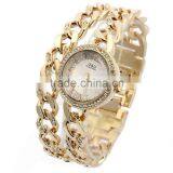 Women's Stainless Steel Band Rhinestone Luury Fashion Quartz Analog Wrist Watches Gold thumbnail-5