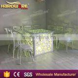 White Wedding Led Table , Square Dining White Table , Glass Top White Table thumbnail-1
