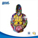 100% polyester breathable zip up customized youth dye sublimation cartoon hoodies for children