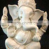 Dancing Ganesha Elephant Statue White Marble Hand Carving Sculpture For Garden, Hotel, Resort And Restaurant