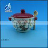 Christmas Decal Pattern Ceramic Food Storage Coffee Canisters With Spoon