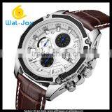 WJ-5534 Leather Strap Stainless Steel Back With Calendar Water Resistant Men Megir Hand Watch thumbnail-5