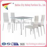 2016 high quality white modern european glass dining table set